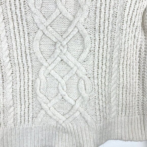 Express Fisherman Cable Knit Sweater Sz M Cowl Neck Cropped Comfy Acrylic Wool - Picture 3 of 9